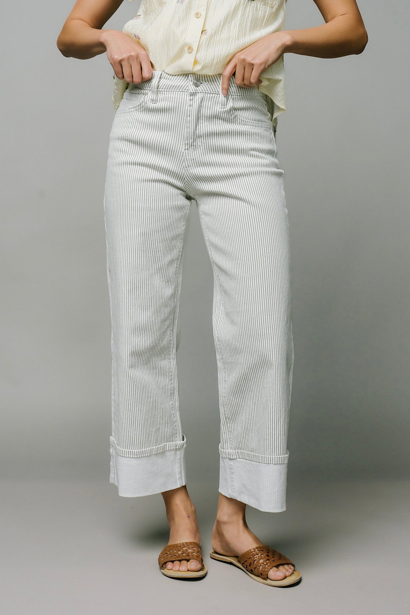 Ellis Pinstripe Wide Leg Jeans Clothing Holley Girl 