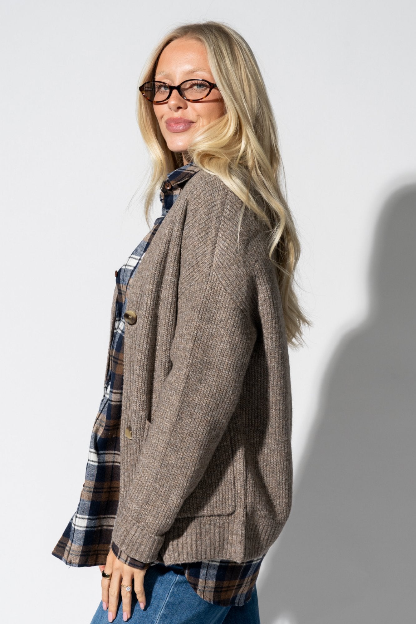 Alpine Comfort Cardigan in Pebble Clothing Holley Girl 