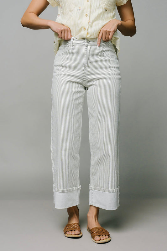Ellis Pinstripe Wide Leg Jeans Clothing Holley Girl 