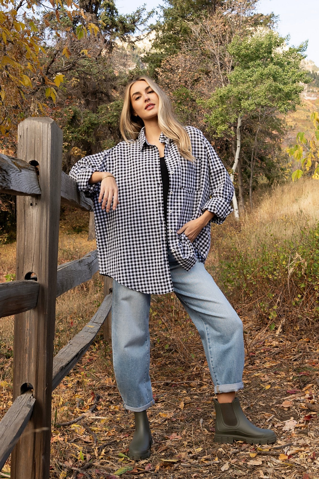 Pomodoro Button Up in Black Clothing Holley Girl 