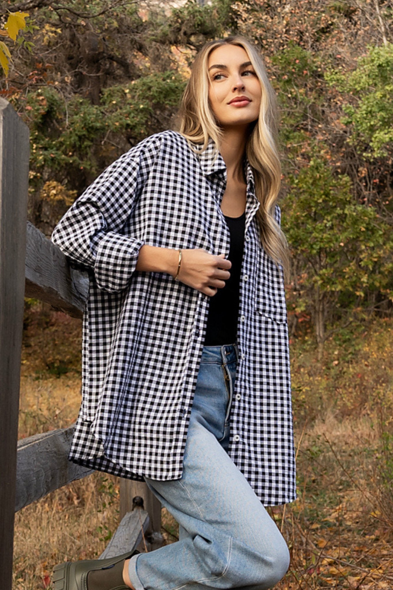Pomodoro Button Up in Black Clothing Holley Girl 