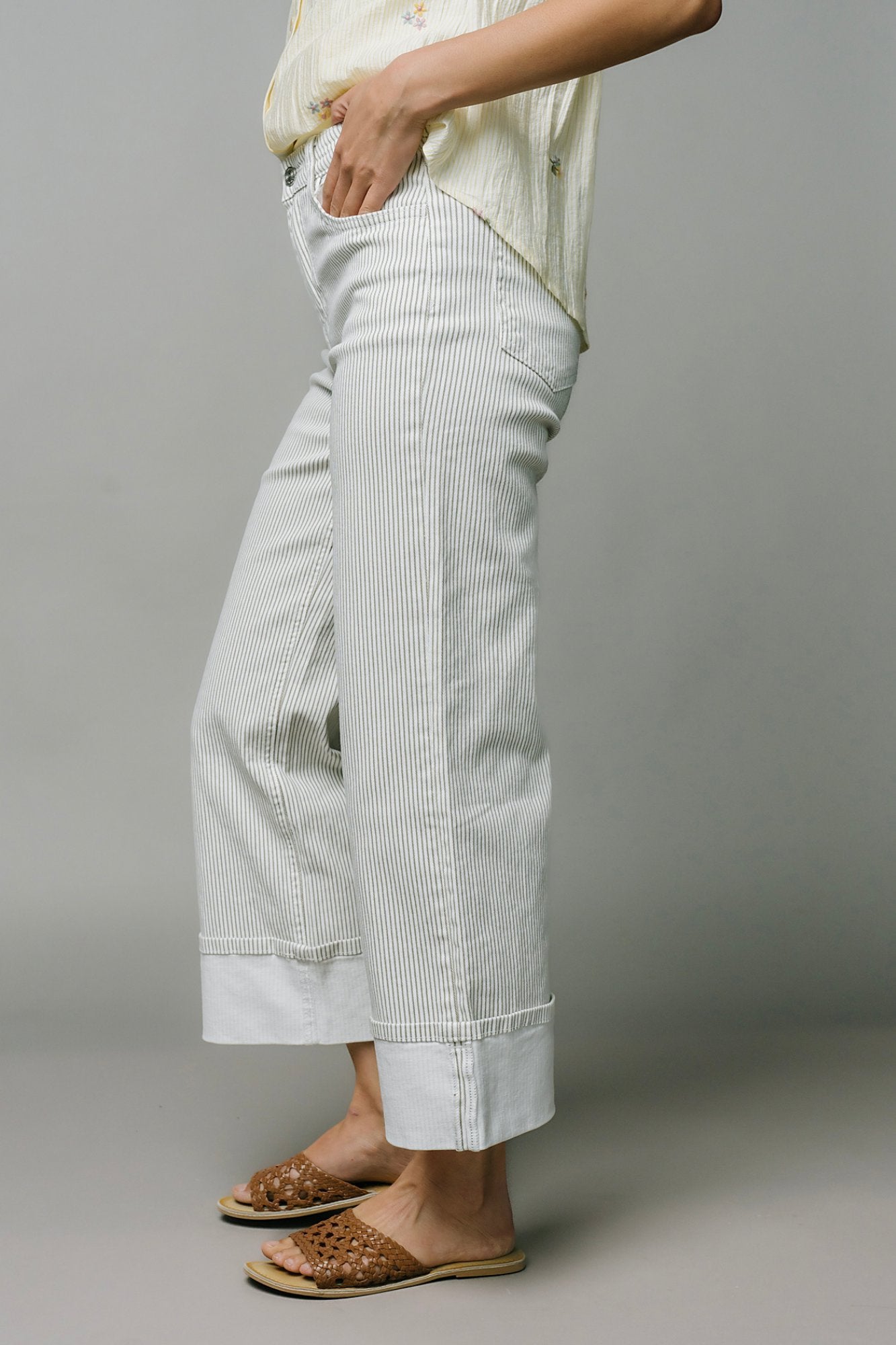 Ellis Pinstripe Wide Leg Jeans Clothing Holley Girl 