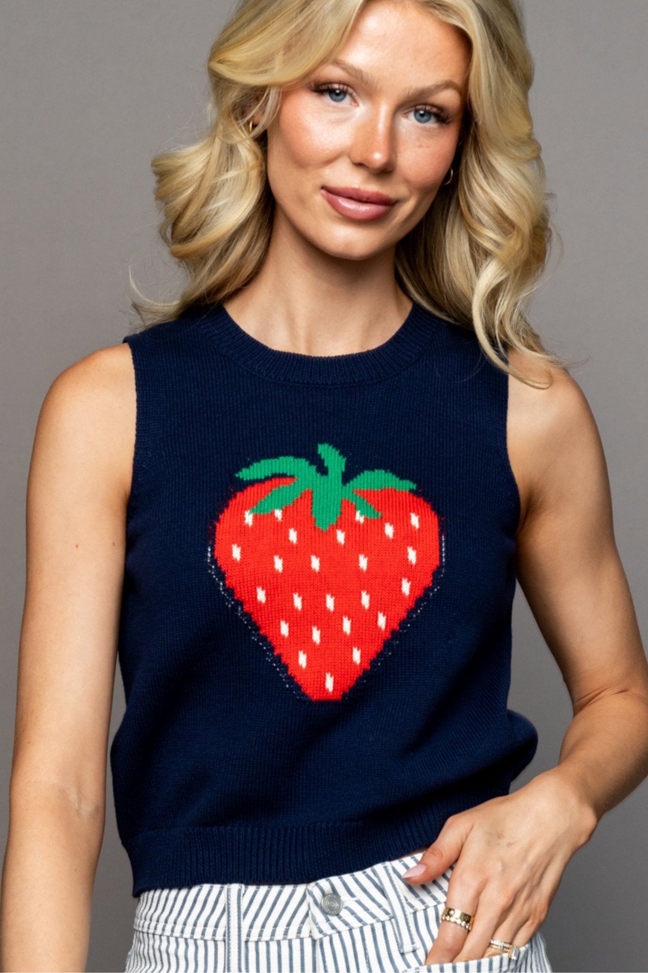 Strawberry Knit Tank Clothing Holley Girl 