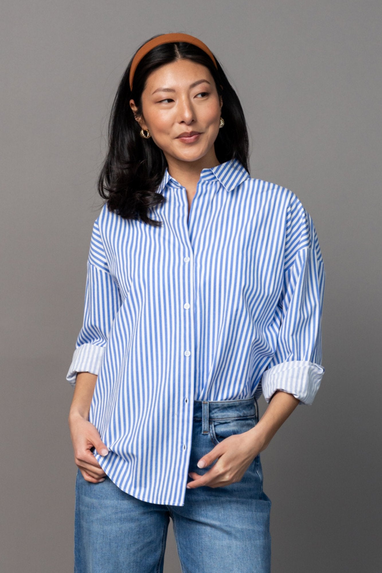 Smooth Sailing Button Up in Blue Clothing Holley Girl 
