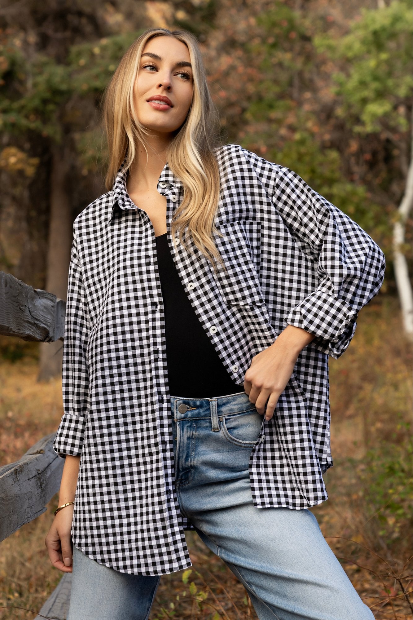 Pomodoro Button Up in Black Clothing Holley Girl 