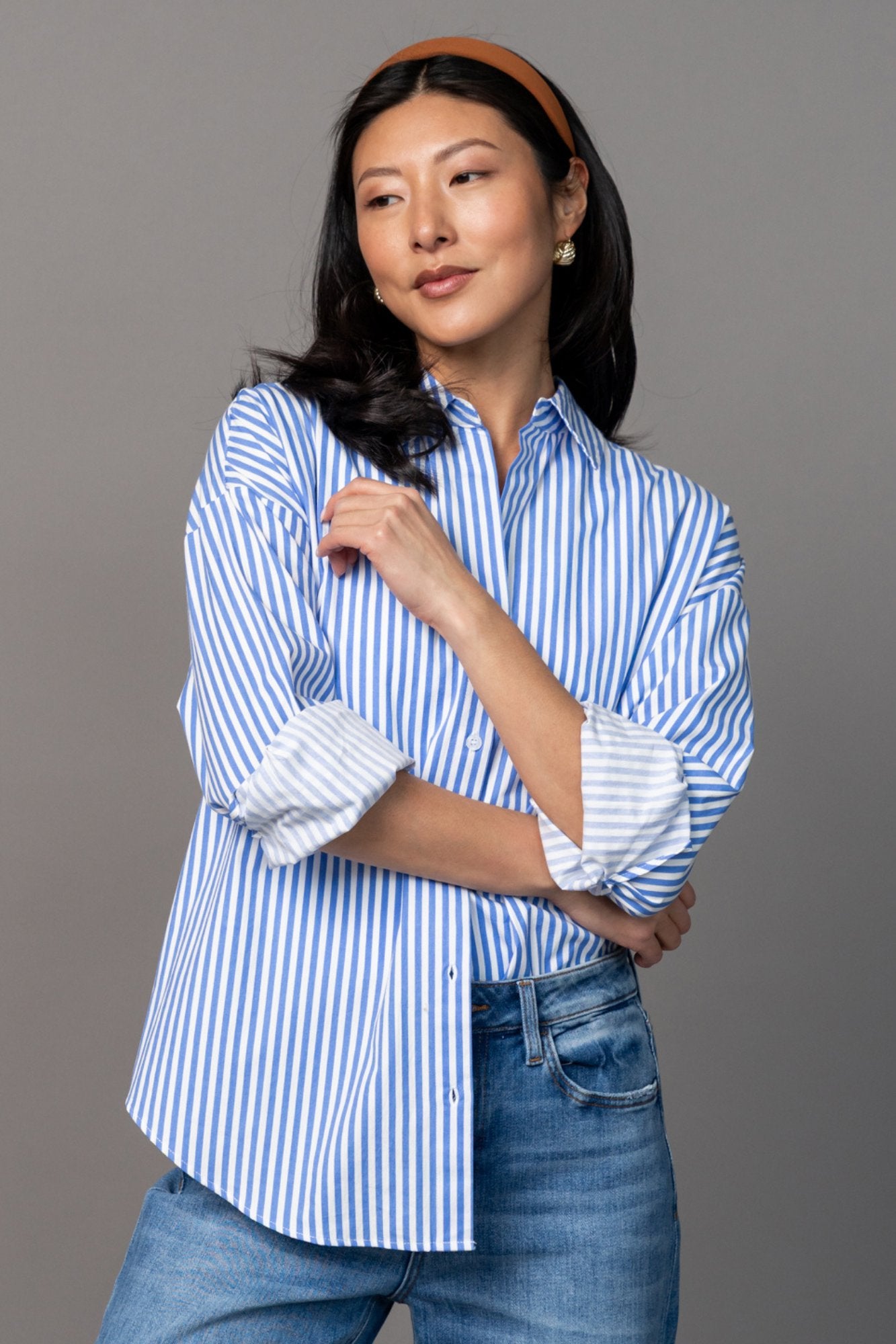 Smooth Sailing Button Up in Blue Clothing Holley Girl 