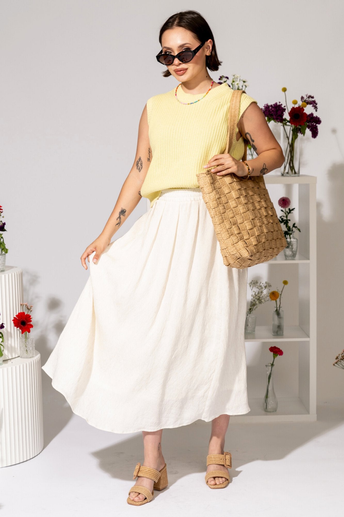 Sable & Sea Skirt in Cream Clothing Holley Girl 