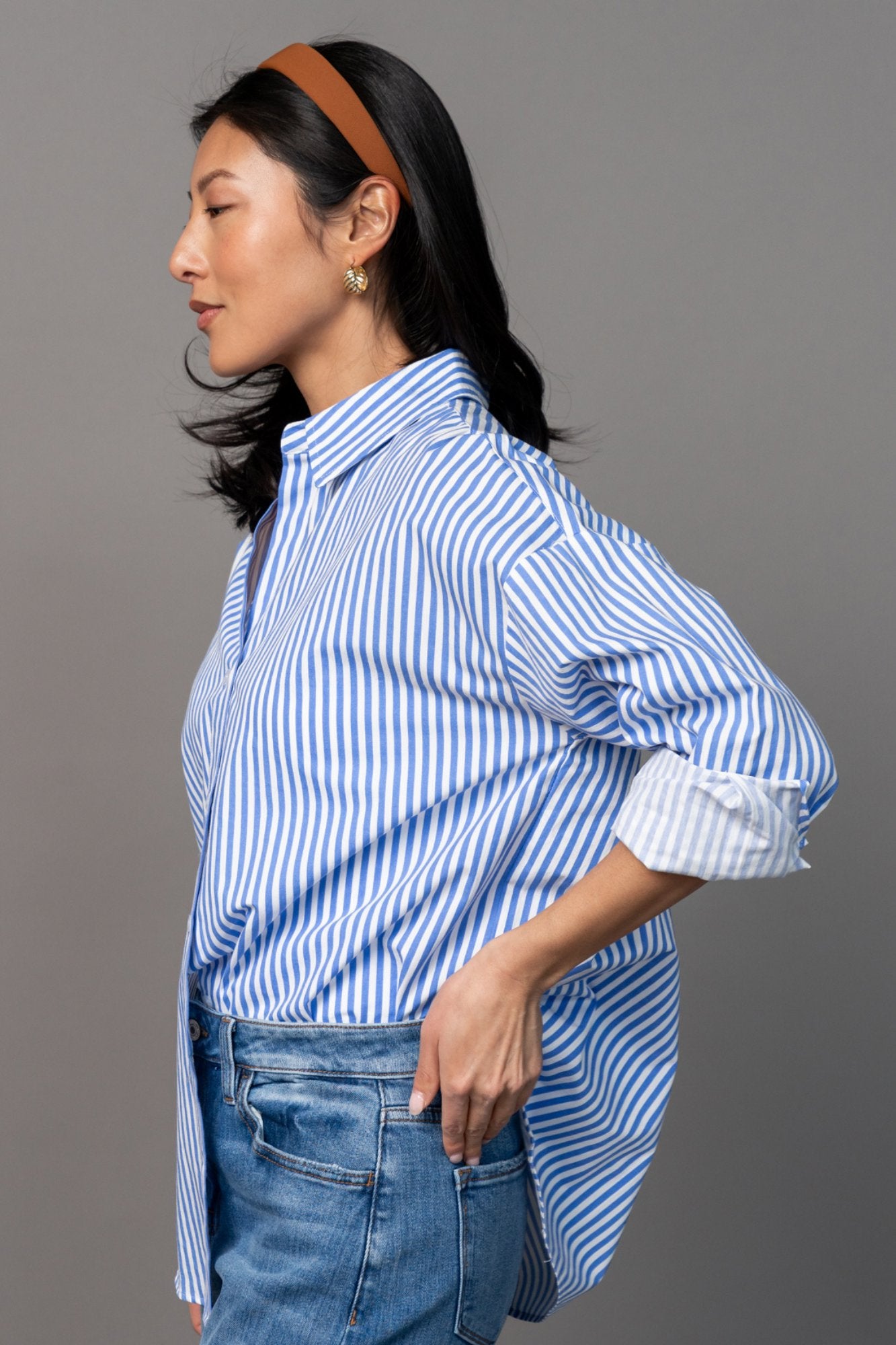 Smooth Sailing Button Up in Blue Clothing Holley Girl 