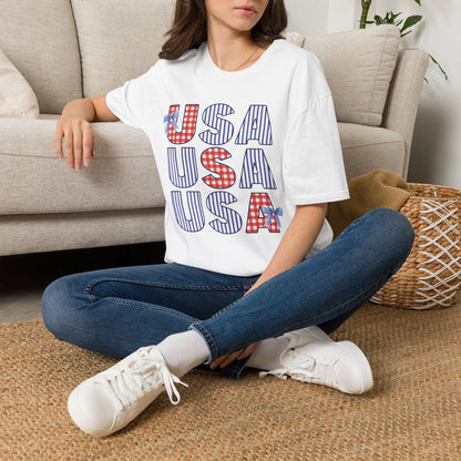 USA Gingham and Stripes Graphic Tee