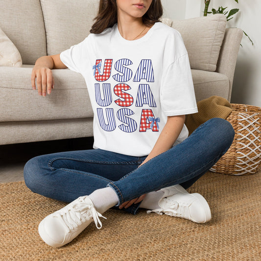 USA Gingham and Stripes Tee