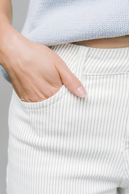 Ellis Pinstripe Wide Leg Jeans Clothing Holley Girl 