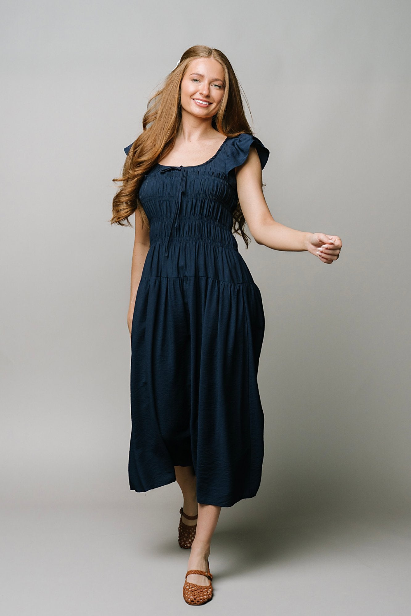 Golden Hour Dress in Navy Clothing Holley Girl 