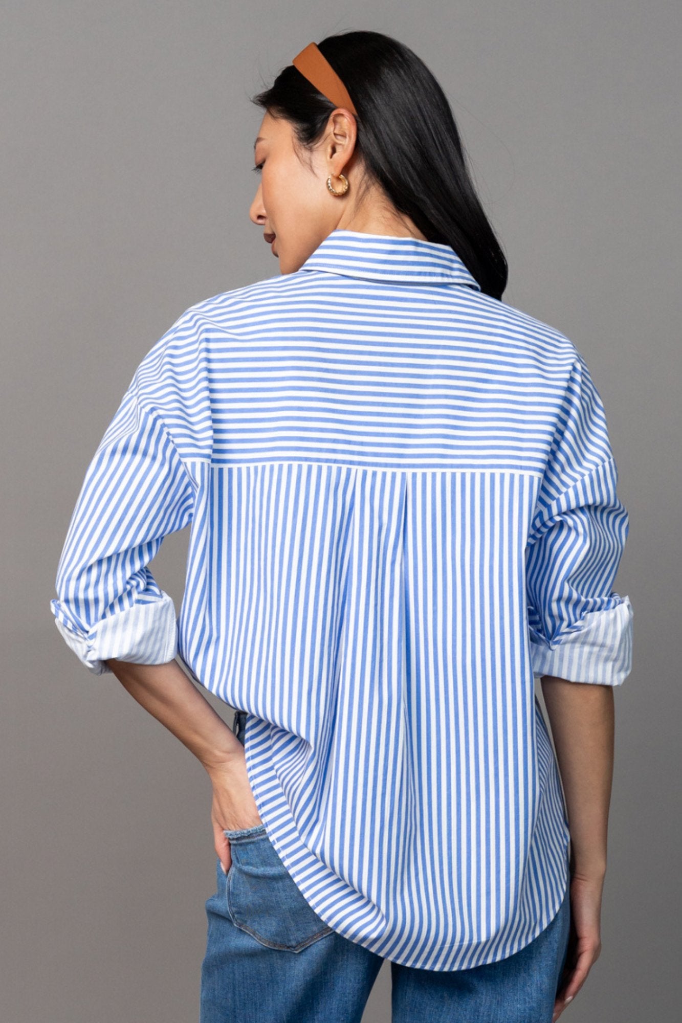 Smooth Sailing Button Up in Blue Clothing Holley Girl 