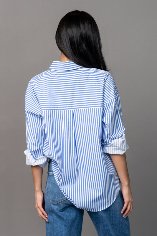 Smooth Sailing Button Up in Blue Clothing Holley Girl 