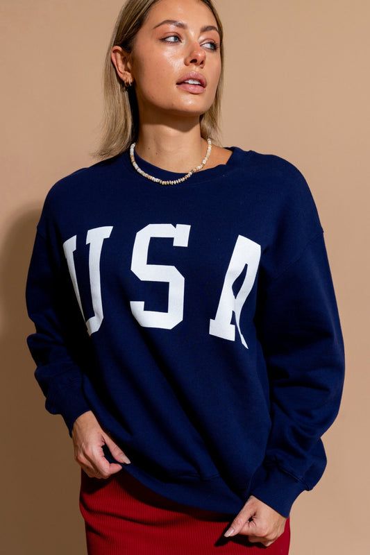 Liberty Crewneck in Navy Clothing Holley Girl 