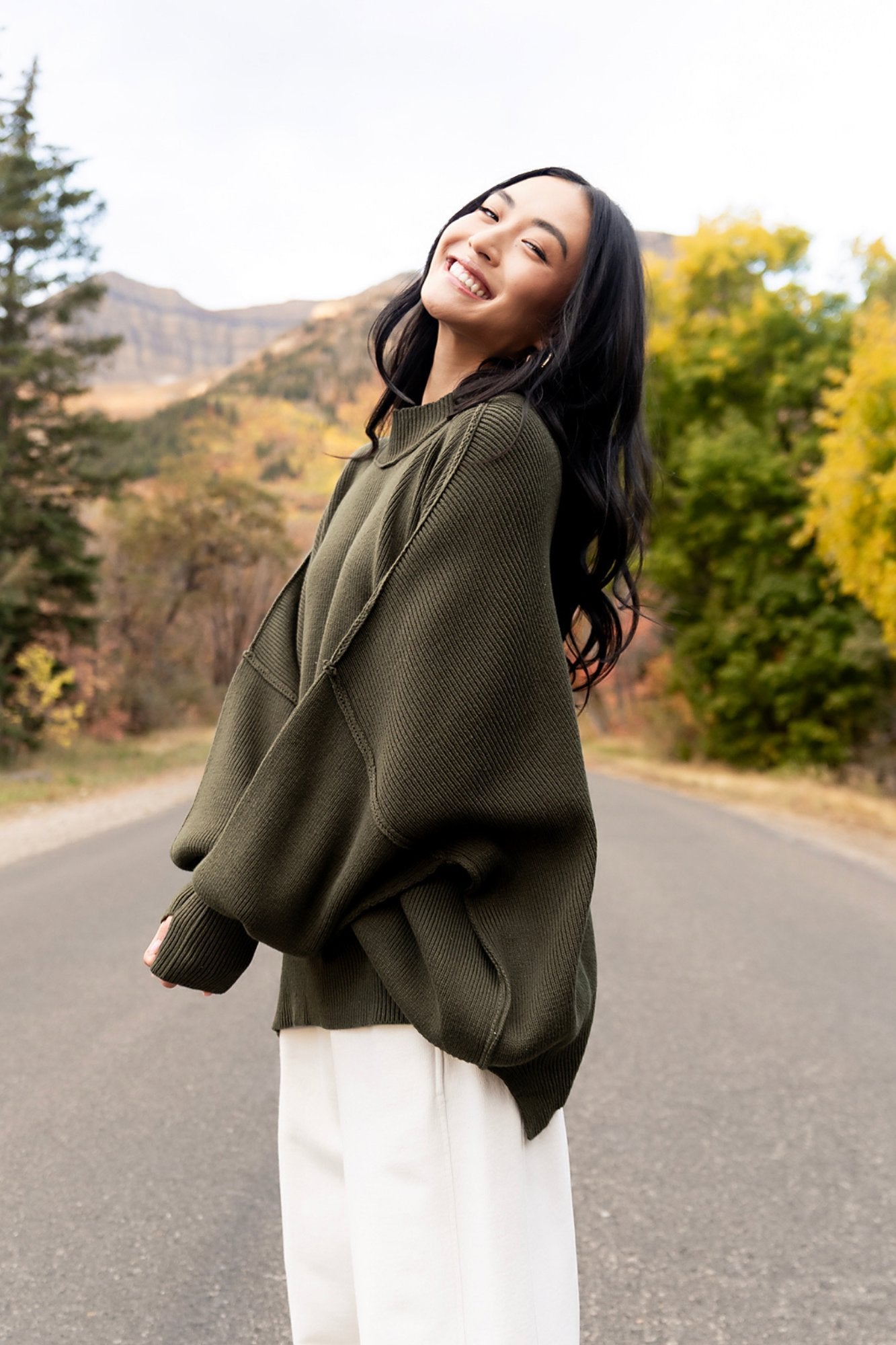 Callie Sweater in Olive Clothing Holley Girl 