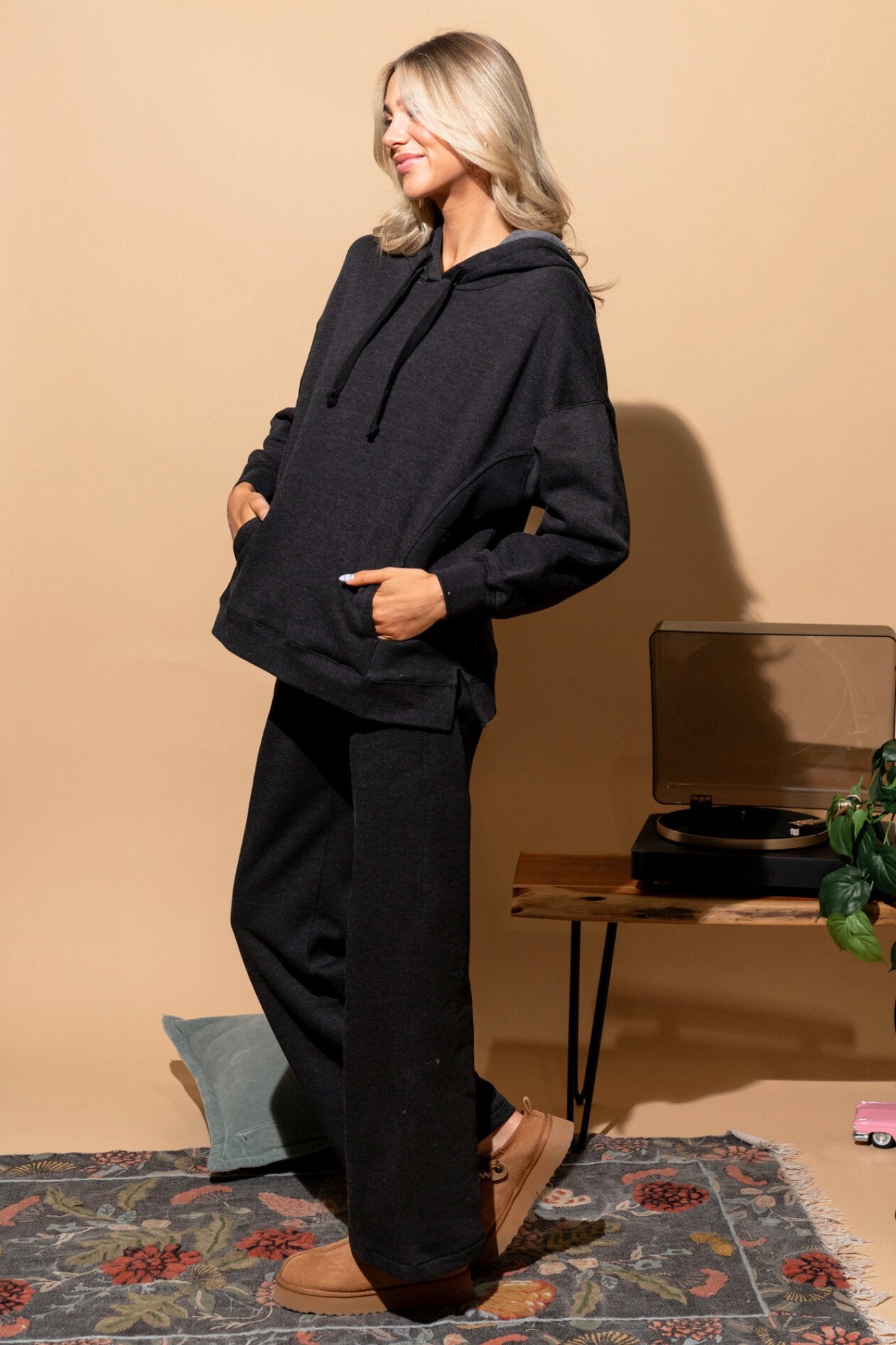 Unwind Hoodie in Black Clothing Holley Girl 