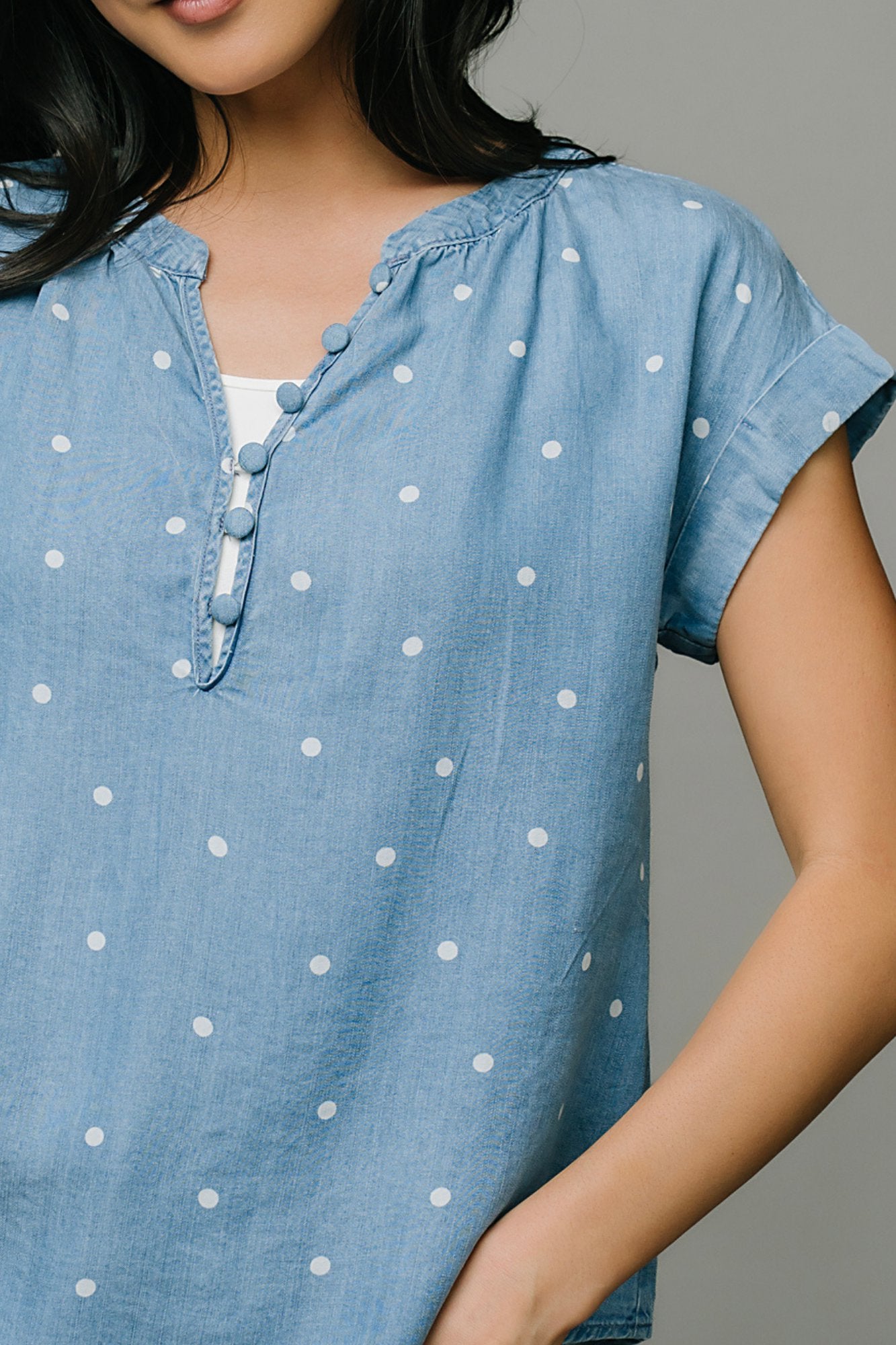 Chambray Chic Blouse Clothing Holley Girl 