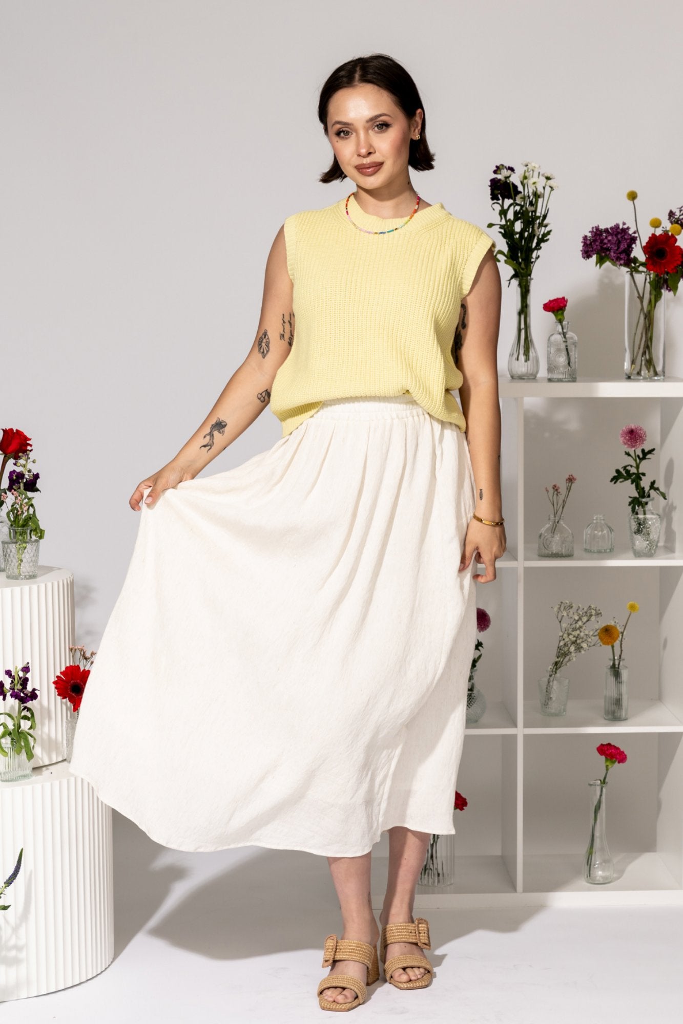 Sable & Sea Skirt in Cream Clothing Holley Girl 