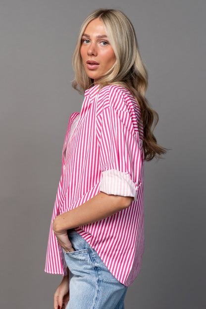 Smooth Sailing Button Up in Pink Clothing Holley Girl 