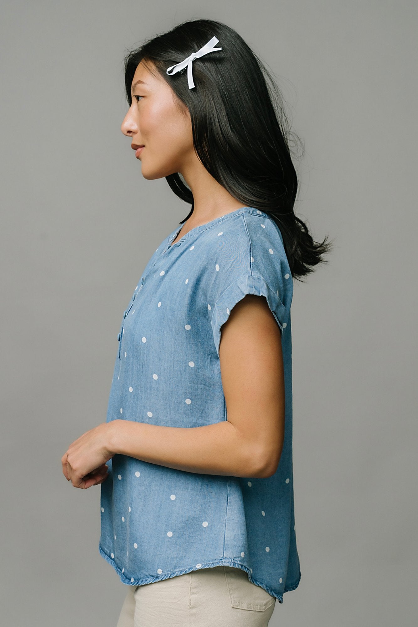 Chambray Chic Blouse Clothing Holley Girl 