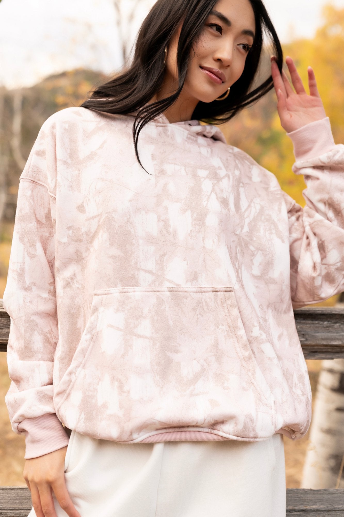 Camo Hoodie in Blush Clothing Holley Girl 