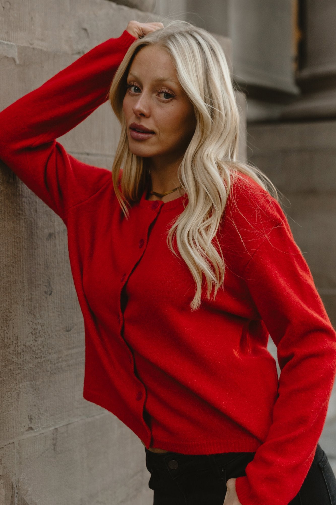 Fireside Cardigan in Cherry Clothing Holley Girl 