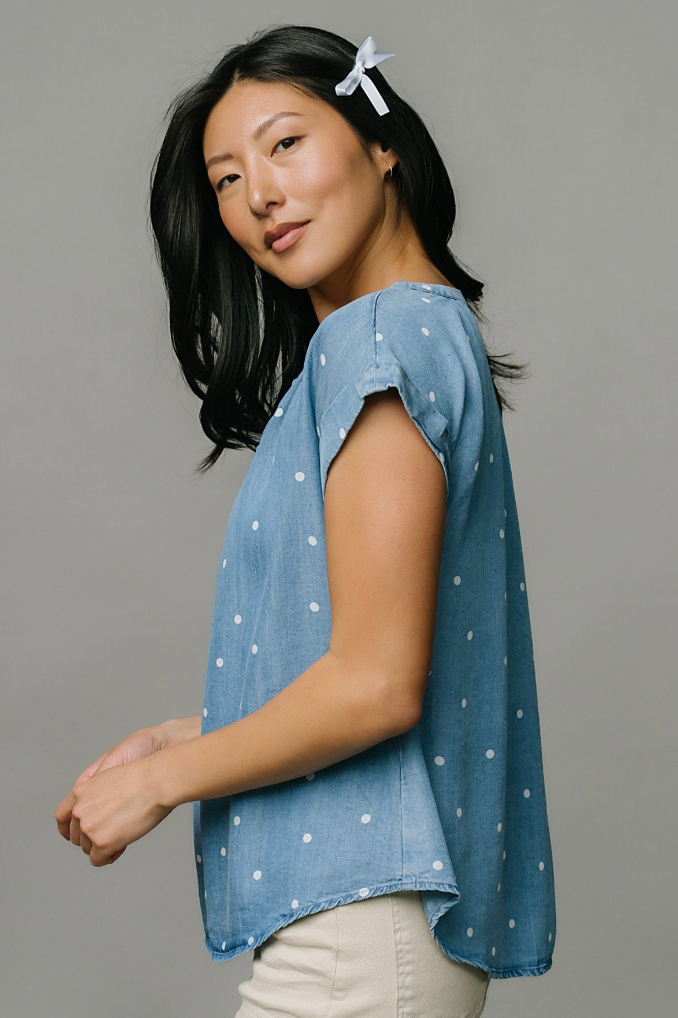 Chambray Chic Blouse Clothing Holley Girl 