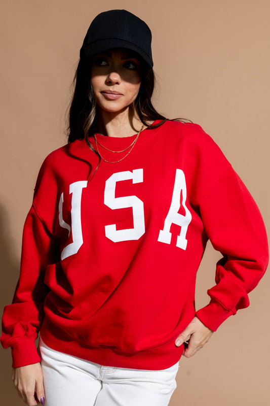 Liberty Crewneck in Red Clothing Holley Girl 