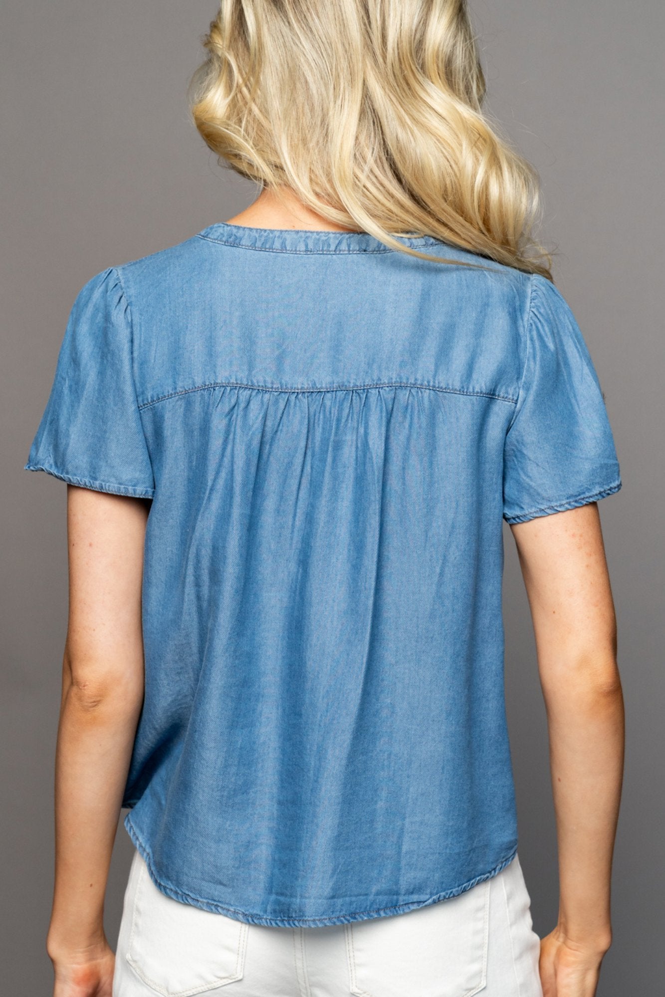 Bluebird Chambray Blouse Clothing Holley Girl 