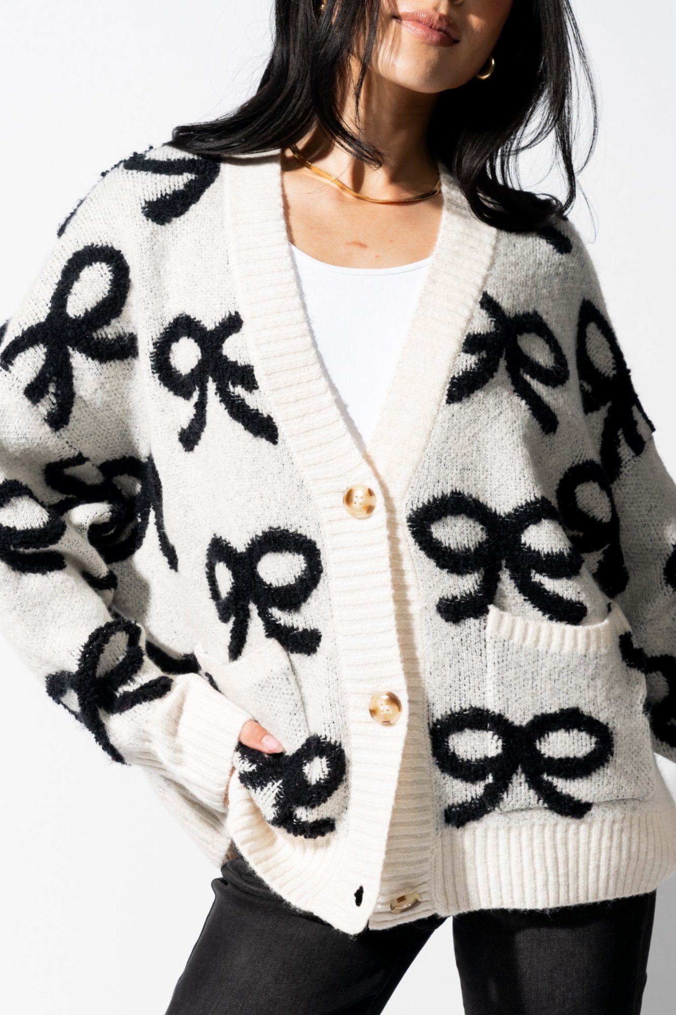 Bow Charm Cardigan Clothing Holley Girl 