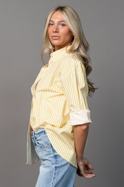 Smooth Sailing Button Up in Yellow Clothing Holley Girl 