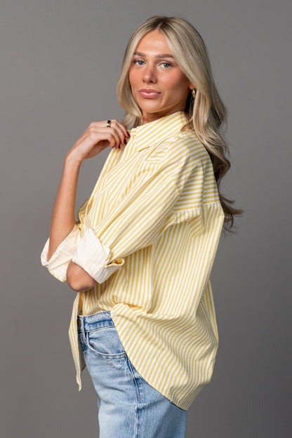 Smooth Sailing Button Up in Yellow Clothing Holley Girl 