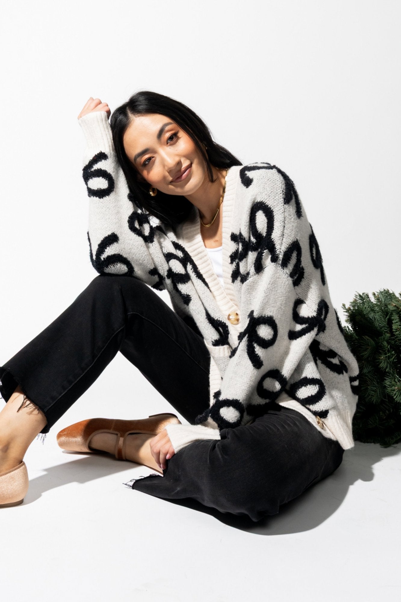 Bow Charm Cardigan Clothing Holley Girl 