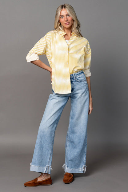 Smooth Sailing Button Up in Yellow Clothing Holley Girl 