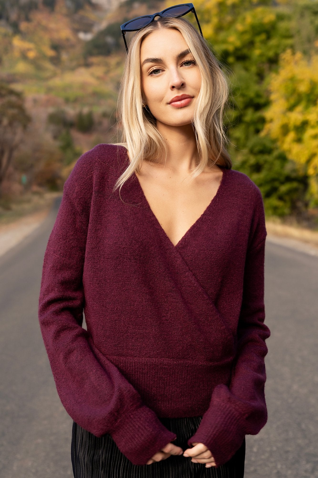 Montreal Sweater in Burgundy Clothing Holley Girl 