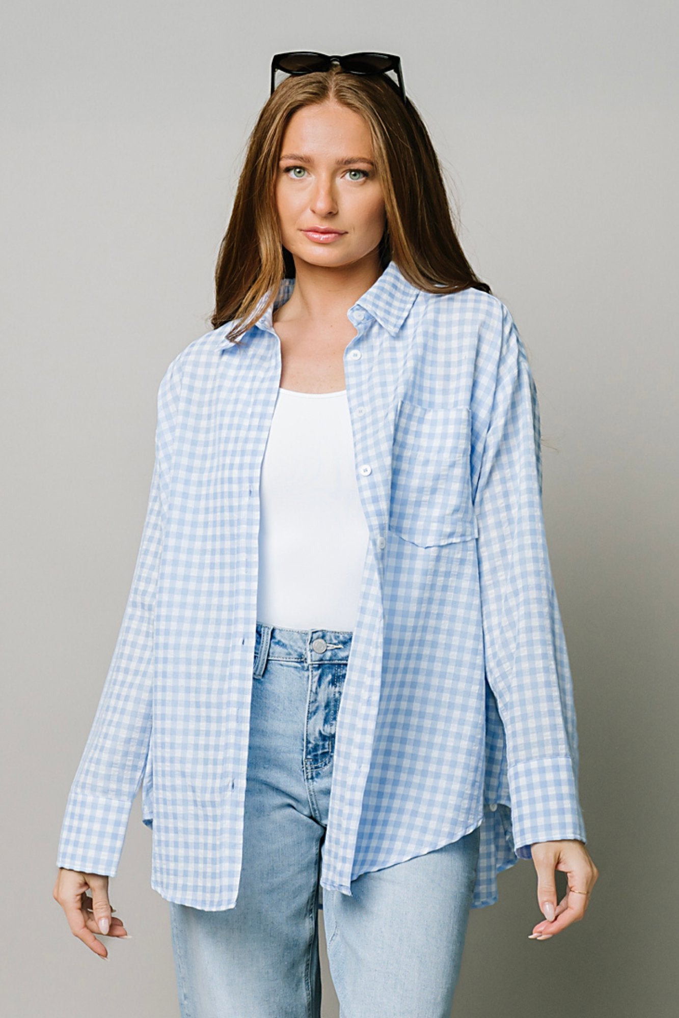 Pomodoro Button Up in Sky Clothing Holley Girl 