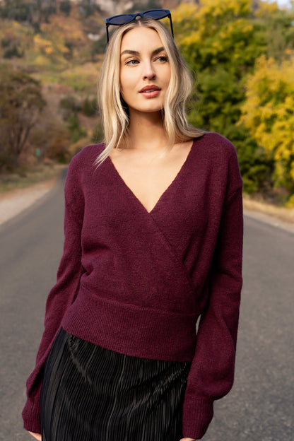 Montreal Sweater in Burgundy Clothing Holley Girl 
