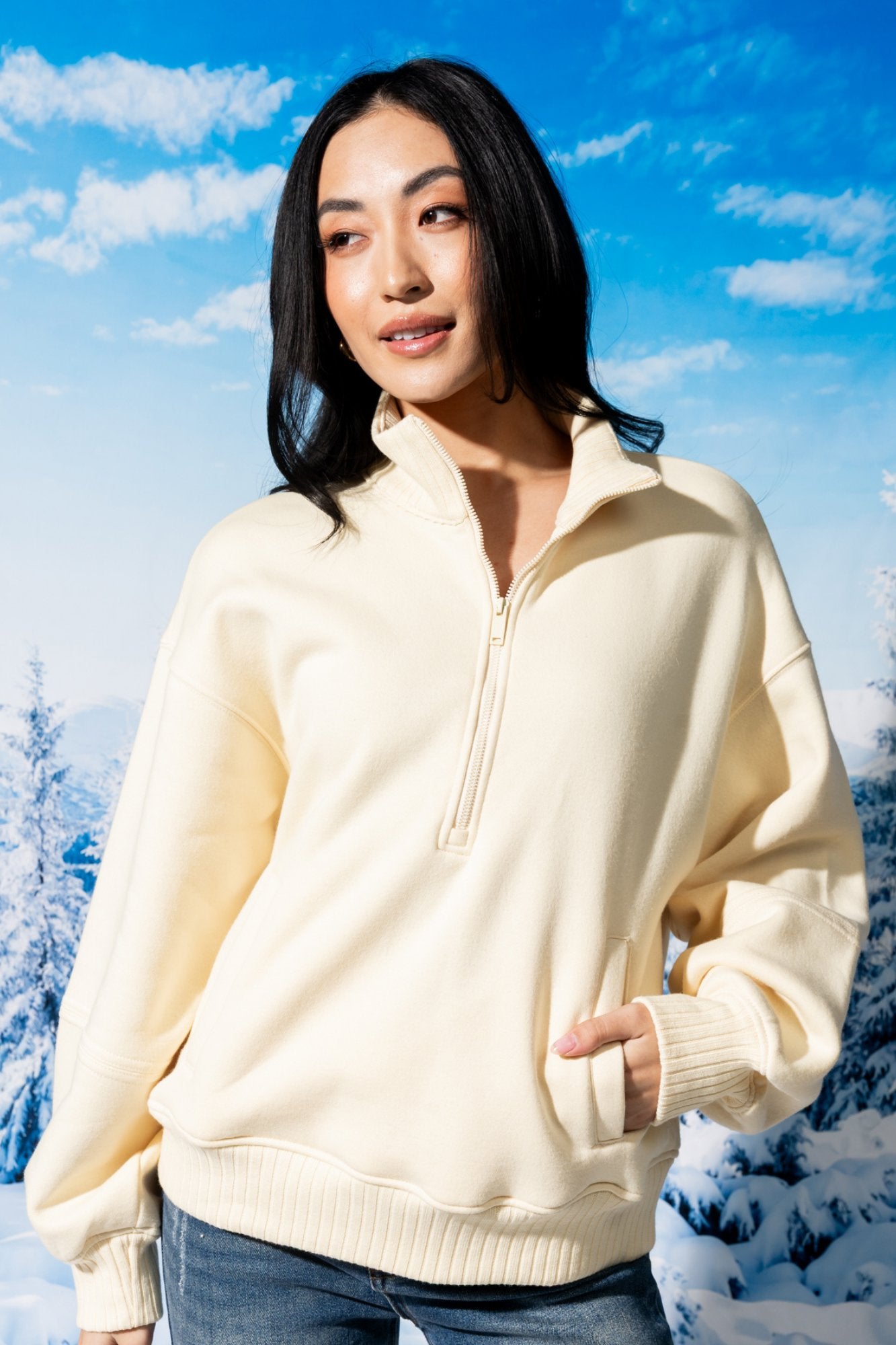 Sunday Half-Zip in Lemon Clothing Holley Girl 