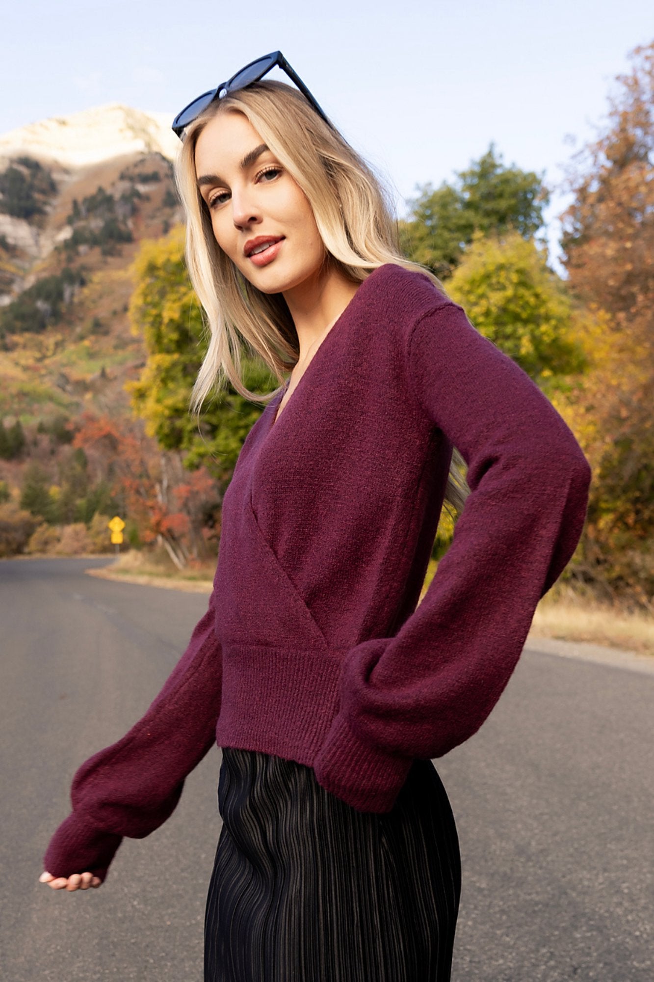Montreal Sweater in Burgundy Clothing Holley Girl 