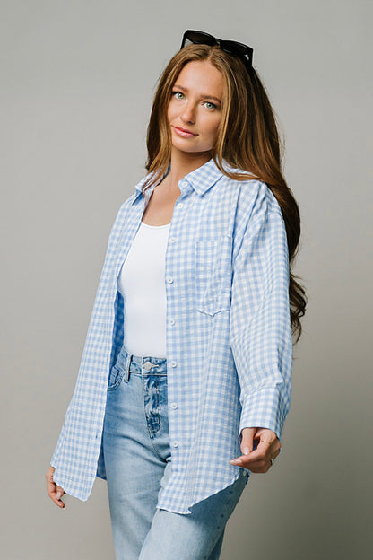 Pomodoro Button Up in Sky Clothing Holley Girl 