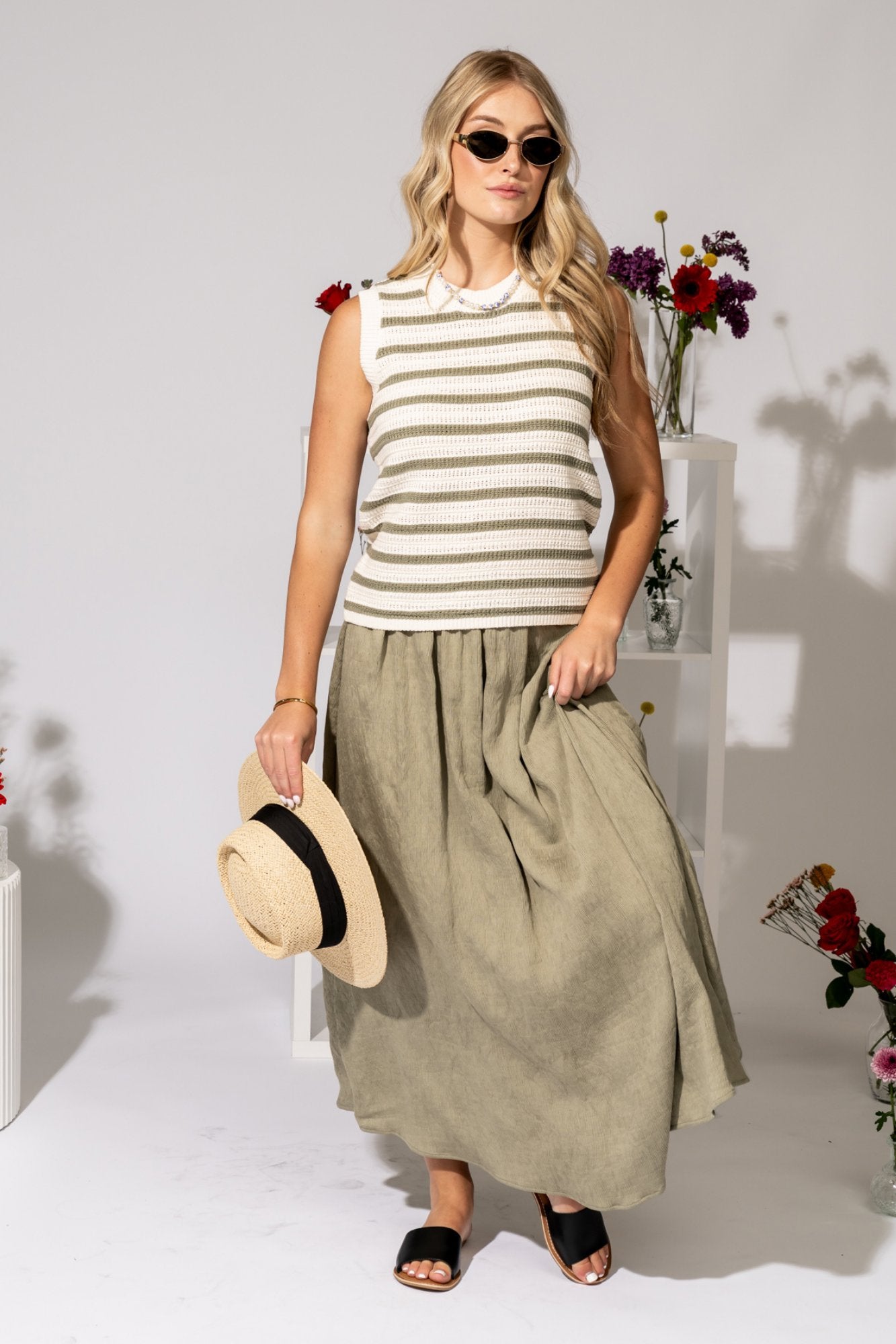 Sable & Sea Skirt in Sage Clothing Holley Girl 