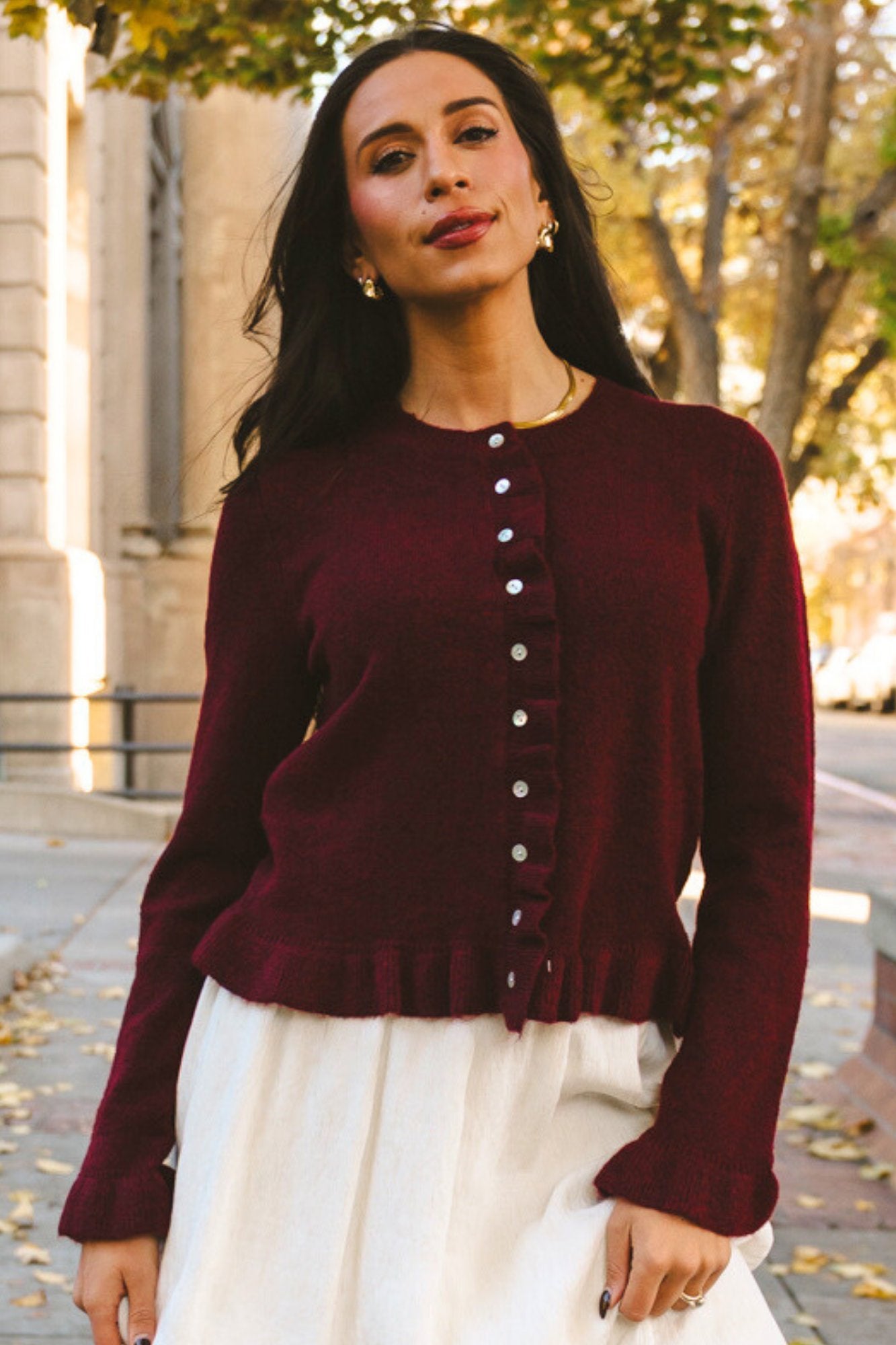 Hearth Cardigan in Burgundy Clothing Holley Girl 