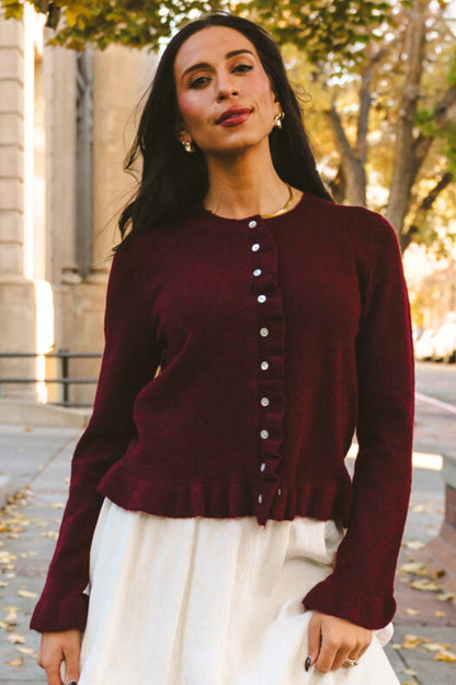 Hearth Cardigan in Burgundy Clothing Holley Girl 