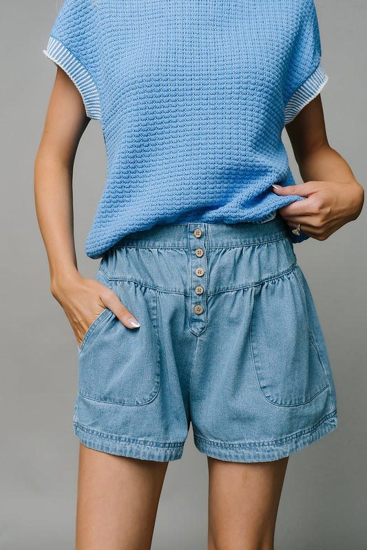 Harper Chambray Shorts Clothing Holley Girl 