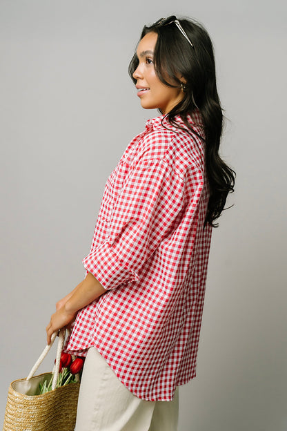 Pomodoro Button Up in Ruby Clothing Holley Girl 