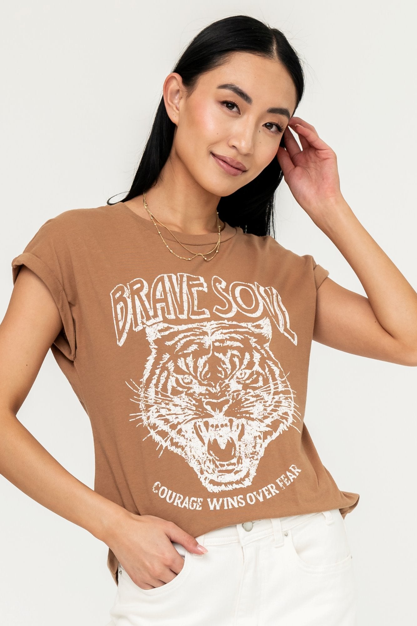 The Brave Soul Tee in Camel Clothing Holley Girl 