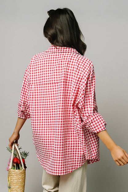 Pomodoro Button Up in Ruby Clothing Holley Girl 