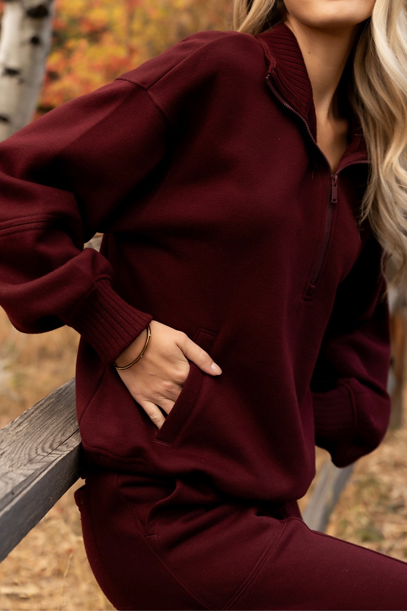 Sunday Half-Zip in Wine Clothing Holley Girl 