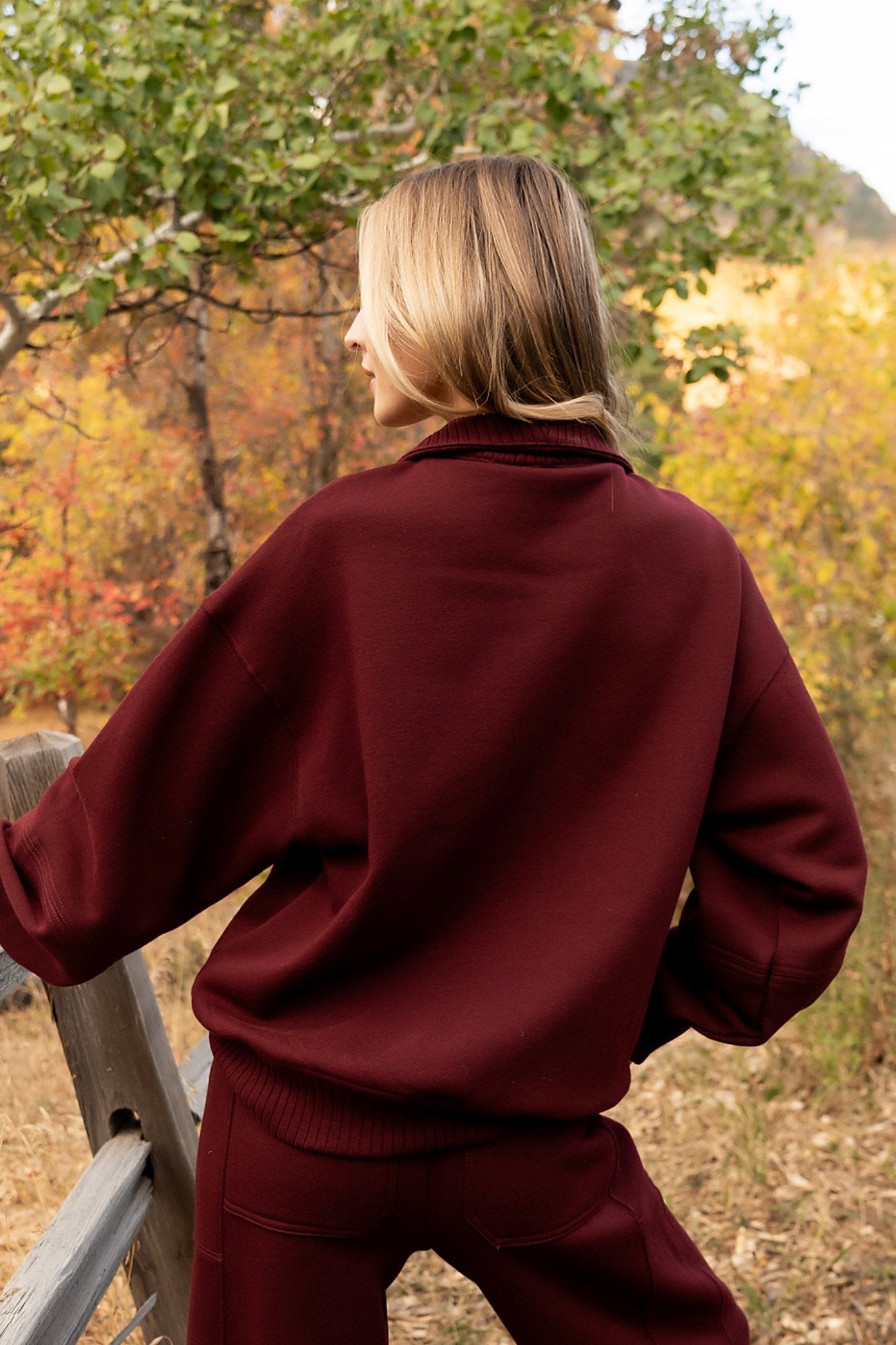 Sunday Half-Zip in Wine Clothing Holley Girl 